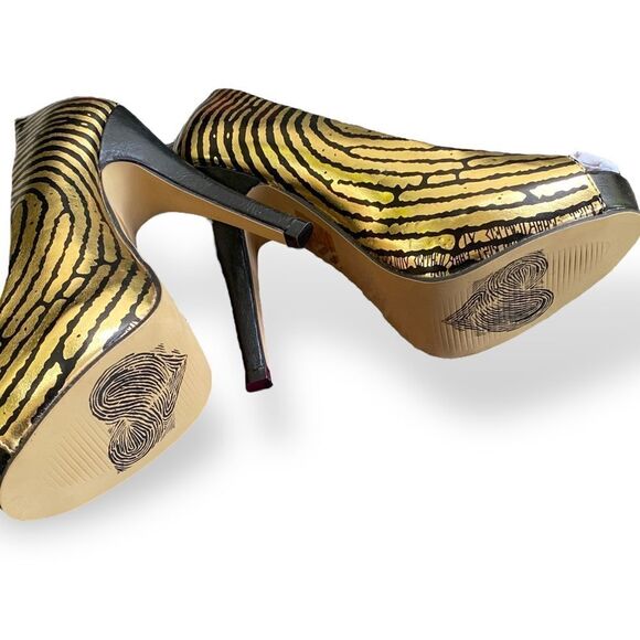 Iron Fist Hands Off Thumbprint Peep Toe Platform Stiletto Hees - Picture 5 of 15